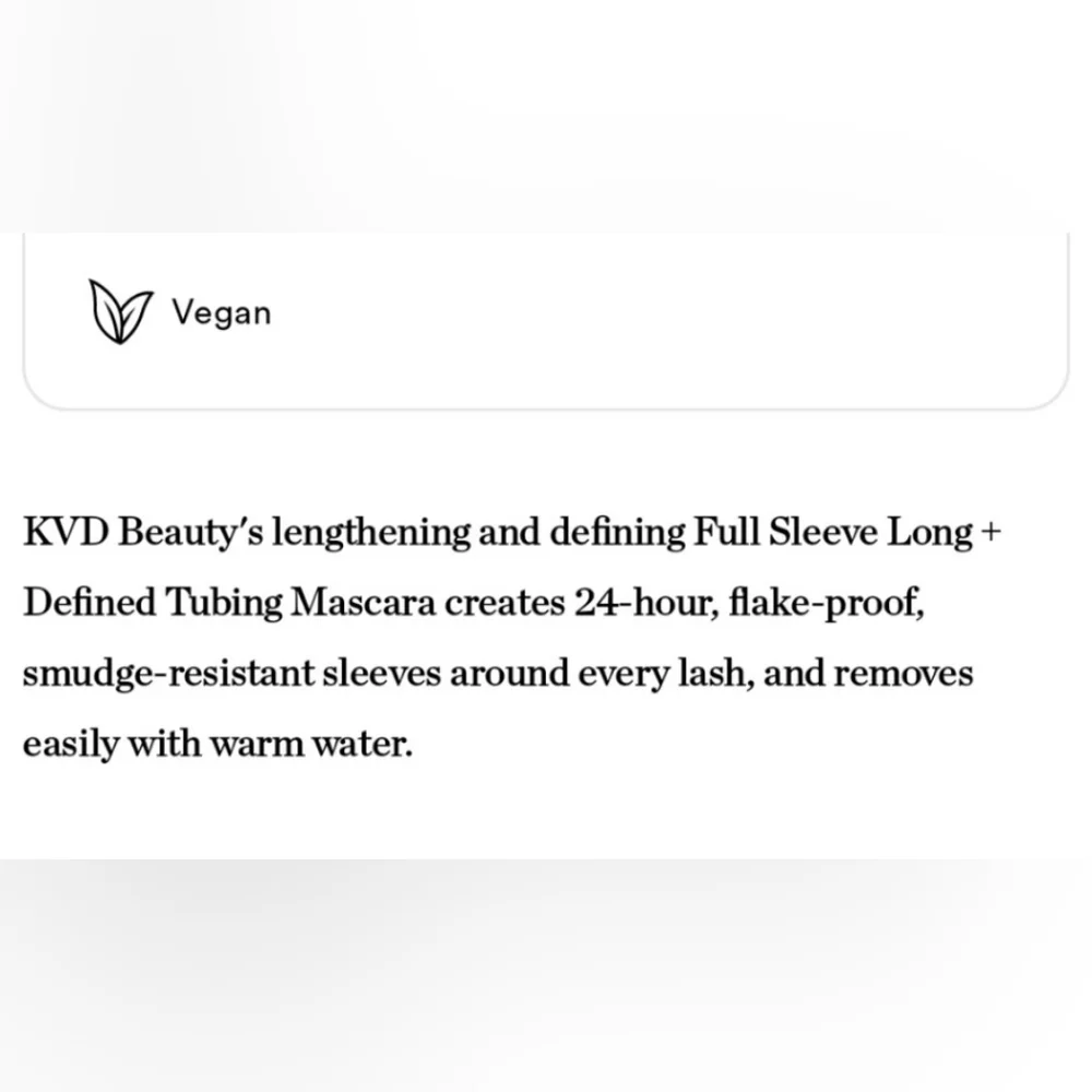 KVD FULL SLEEVE LONG + DEFINED TUBING MASCARA.